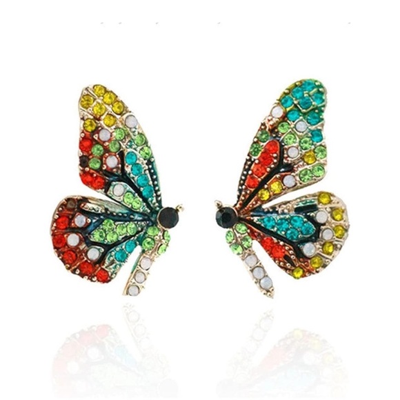 Janeiro Butterfly Crystal Earrings - Picture 2 of 2